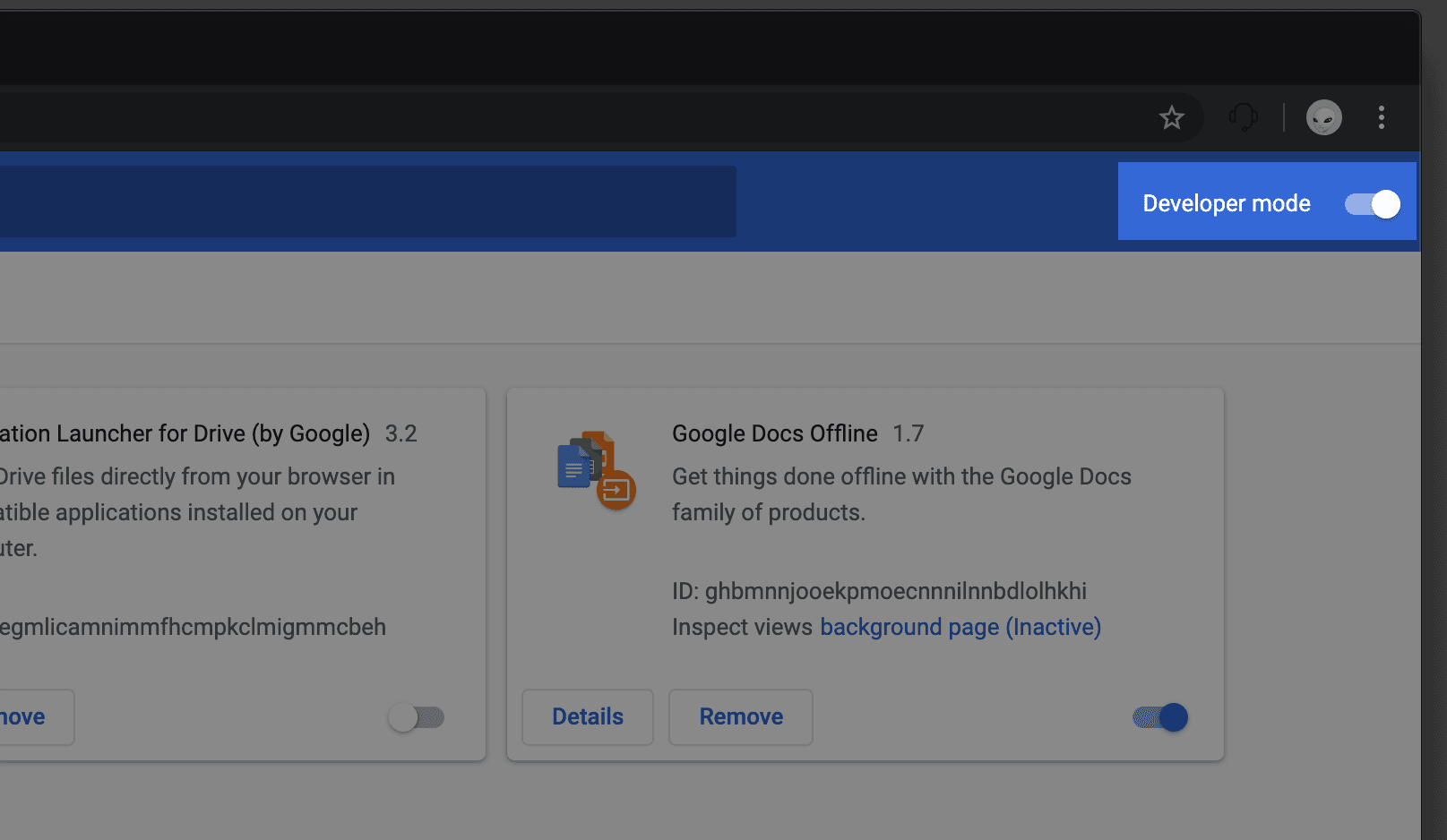 Chrome's developer mode
