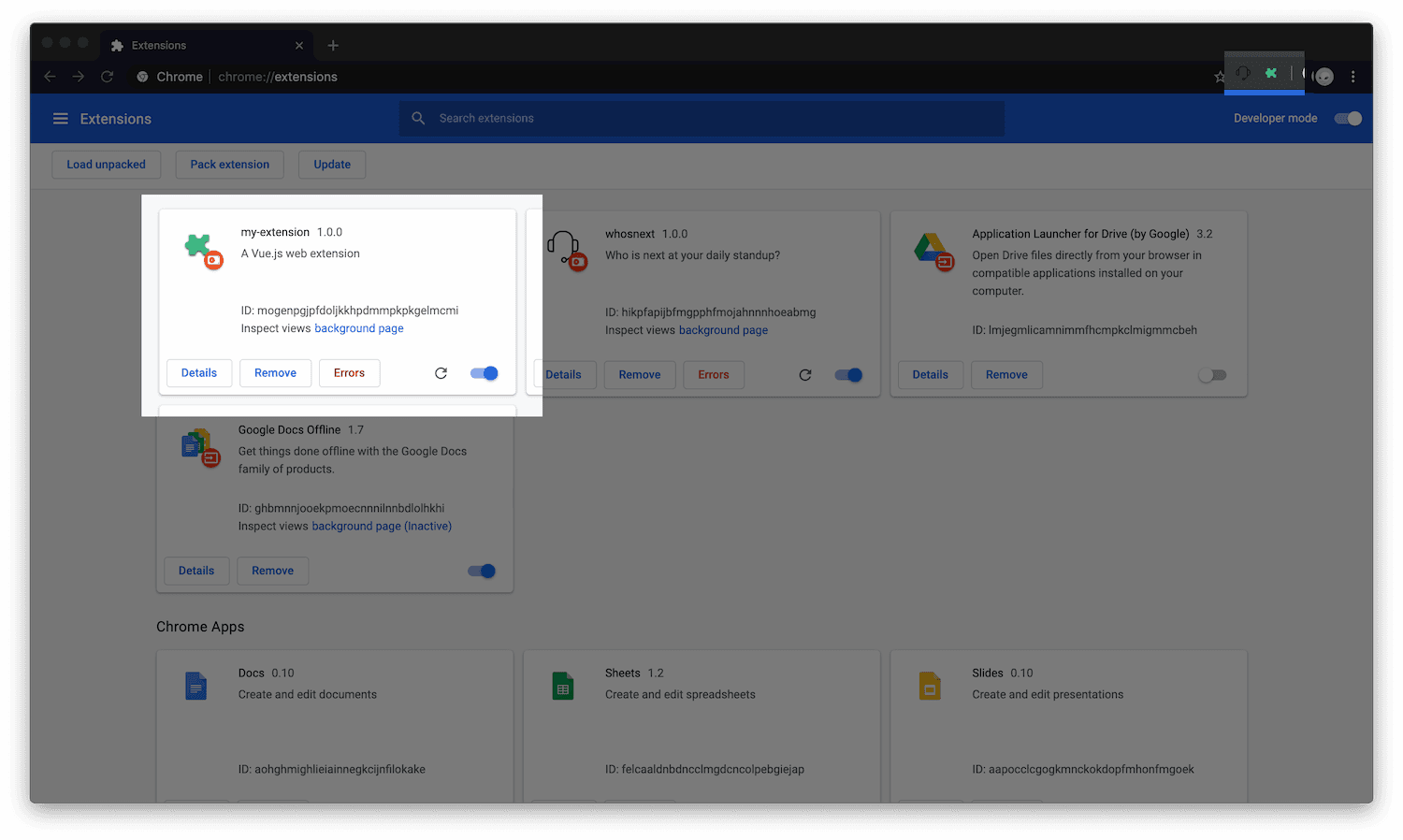 Vue extension on Chrome