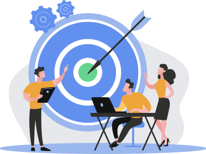 Image of people pointing a target