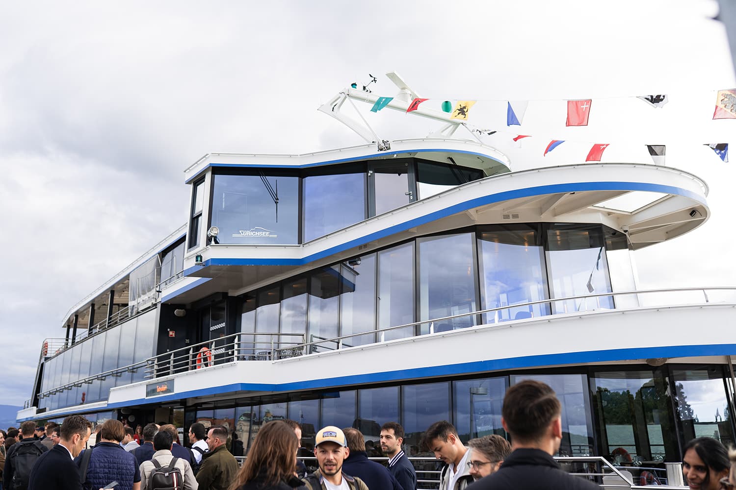 Founders and investors boarding the ship for the Scaleup Cruise on Lake Zurich
