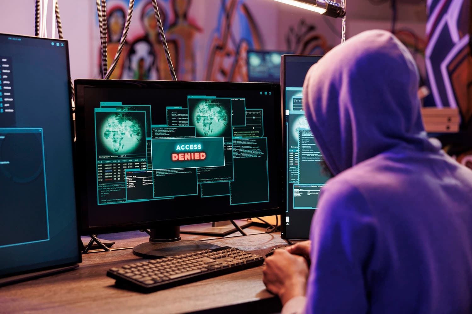Criminal attempting to hack computer system and getting access denied