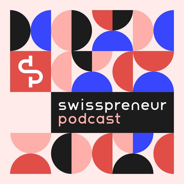 The Swisspreneur Podcast cover art: the swisspreneur wordmark over a grid of red, blue, and pink half-circles.